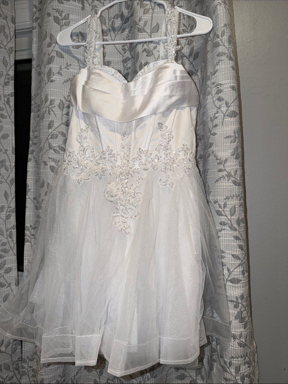 White Beaded Tulle Party Dress for Teens. Size 8